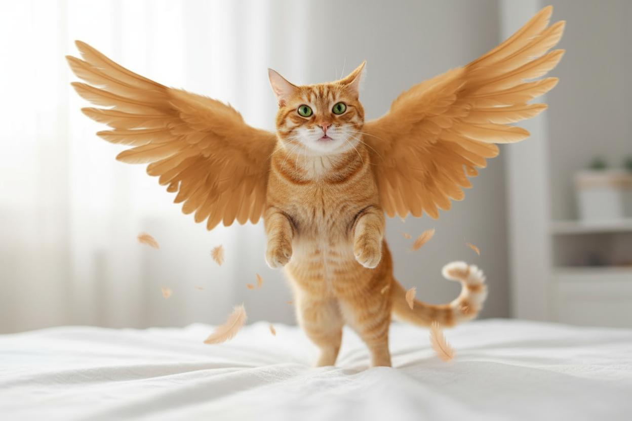 Кот взлетает